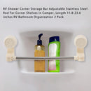 2x RV Shower Corner Storage Bar  Adjustable Stainless Steel Rod 11.8-23.6 inches