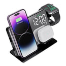 6-in-1 Wireless Charging Station Charger Clock LED Digital Display Alarm Clock