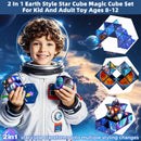 2 In 1 Earth Style Star Cube Magic Cube Set For Kid And Adult Toy Ages 8-12