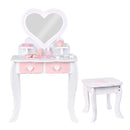 Kids Girls Vanity Table Children Dressing Mirror Make Up Desk Toy Play Gift Set
