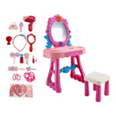 Toddler Makeup Table with Mirror and Chair Kids Vanity Set with Blowdryer for 3+