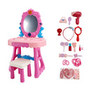 Toddler Makeup Table with Mirror and Chair Kids Vanity Set with Blowdryer for 3+