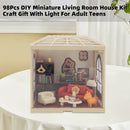 98Pcs DIY Miniature Living Room House Kit Craft Gift With Light For Adult Teens