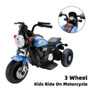 3 Wheel Kids Ride On Motorcycle 6V Powered Electric Dual Drive Toy Car Blue