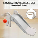 3In1 Kid Folding Slide With Climber,Basketball Hoop,Freestanding Slide Toy White