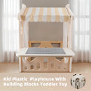 Kid Plastic Outdoor Playhouse With Light Strip And Building Blocks Toddler Toy