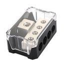 Splitter Heat resistant Nickel Plated Clear Cover plastic housing 2pcs Distribution Block T Type 1x0GA In 4x4GA Out for Car Audio Marine