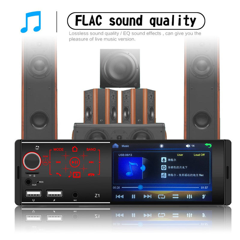 Single Din Touchscreen Radio Bluetooth Car Stereo 4 Inch FM + Rear View Camera