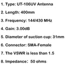 1Pcs NAGOYA UT-106 SMA-Female DUAL BAND Antenna For Kenwood Puixng Baofeng Radio