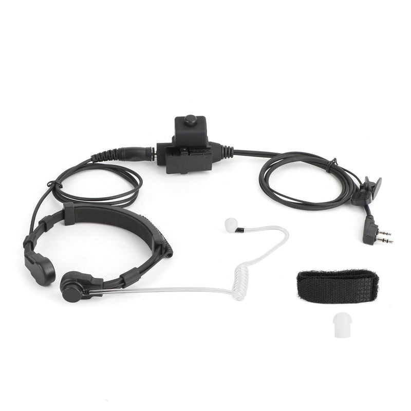 Throat Mic Headset Air Tube Dual PTT Fit for BaoFeng UV5R UV82 TK3107 TK3207