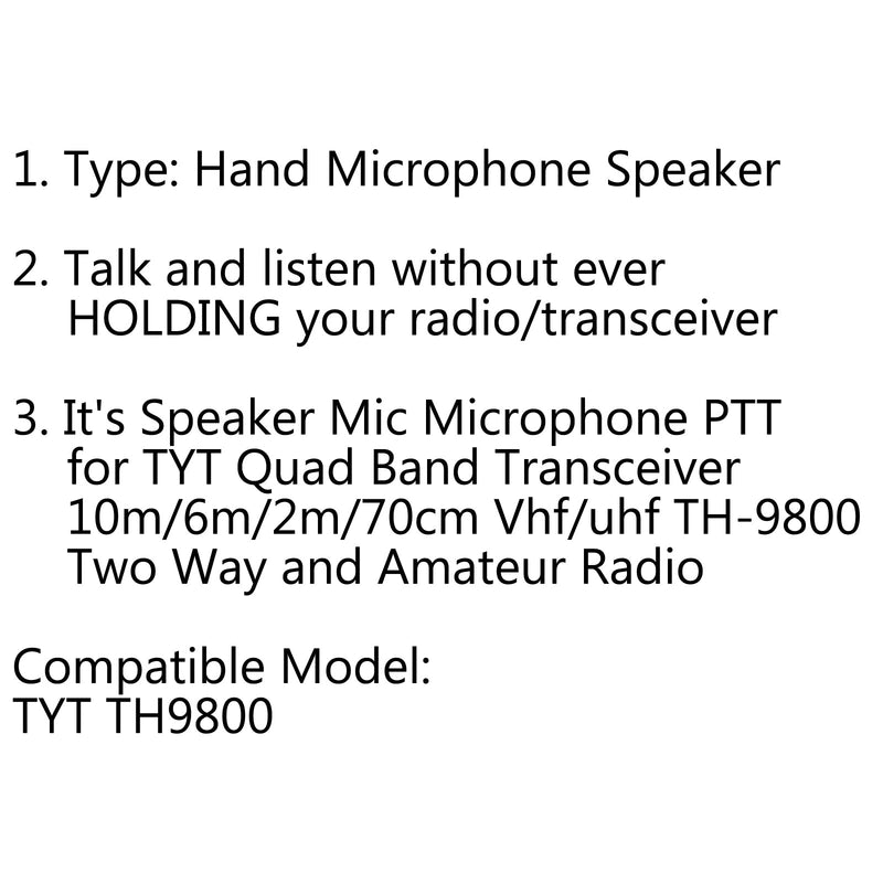 1Pcs Professional Hand Microphone Speaker For TYT TH9800 UHF Mobile Car Radio
