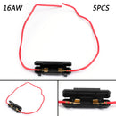 6*30mm Glass Tube Fuse Holder Flip Cover 16AWG Wire Cable Fuses Box Motorcycle