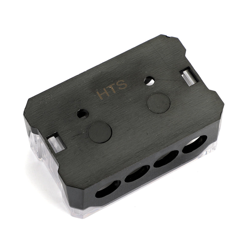 Splitter Heat resistant Nickel Plated Clear Cover plastic housing 2pcs Distribution Block T Type 1x0GA In 4x4GA Out for Car Audio Marine
