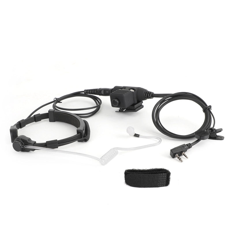 Throat Mic Headset Air Tube Dual PTT Fit for BaoFeng UV5R UV82 TK3107 TK3207