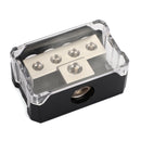 Splitter Heat resistant Nickel Plated Clear Cover plastic housing 2pcs Distribution Block T Type 1x0GA In 4x4GA Out for Car Audio Marine