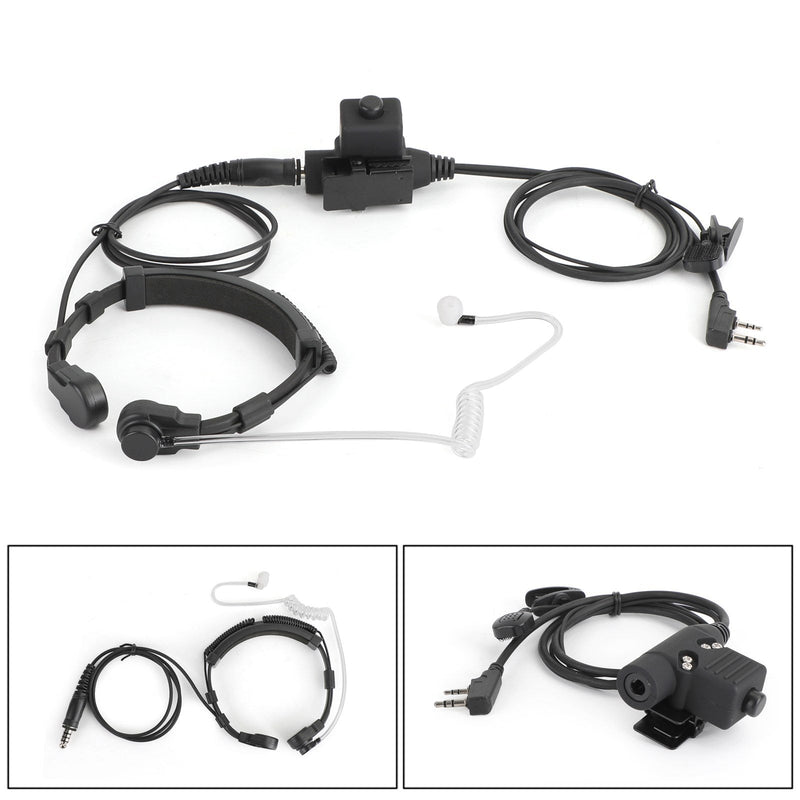 Throat Mic Headset Air Tube Dual PTT Fit for BaoFeng UV5R UV82 TK3107 TK3207