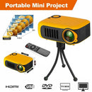A2000 Mini Portable Projector 1080P Movie Projectors Home Theater Yel US Plug