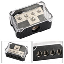 Splitter Heat resistant Nickel Plated Clear Cover plastic housing 2pcs Distribution Block T Type 1x0GA In 4x4GA Out for Car Audio Marine