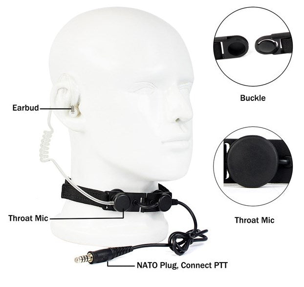 Throat Mic Microphone Headset Fit for TK3200 TK3207 TK3160 BaoFeng UV5R UV-82