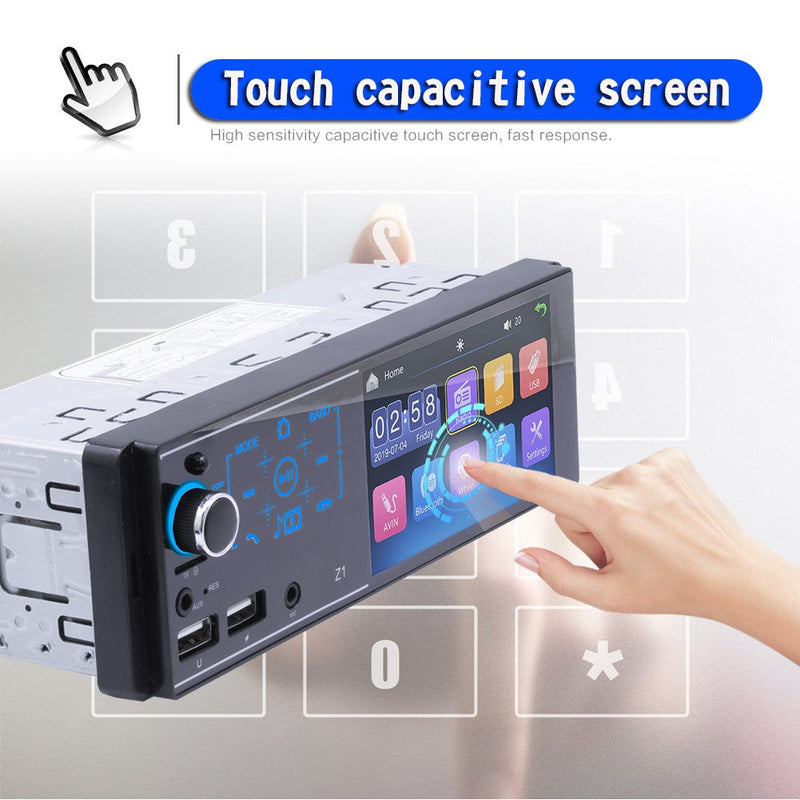 Single Din Touchscreen Radio Bluetooth Car Stereo 4 Inch FM + Rear View Camera