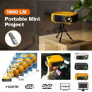 A2000 Mini Portable Projector 1080P Movie Projectors Home Theater Yel US Plug
