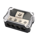 Splitter Heat resistant Nickel Plated Clear Cover plastic housing 2pcs Distribution Block T Type 1x0GA In 4x4GA Out for Car Audio Marine