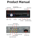 7" Telescopic Screen Stereo Radio BT FM Car MP5 Player Remote Control + Camera