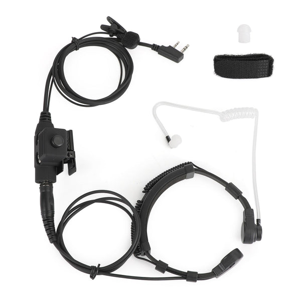 Throat Mic Headset Air Tube Dual PTT Fit for BaoFeng UV5R UV82 TK3107 TK3207