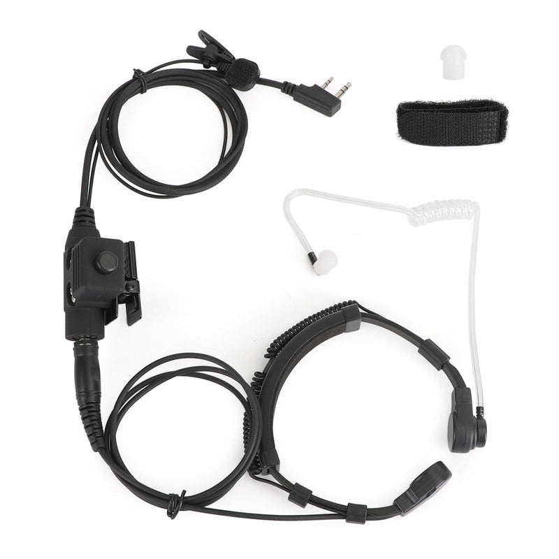 Throat Mic Headset Air Tube Dual PTT Fit for BaoFeng UV5R UV82 TK3107 TK3207