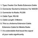 1Pcs 5M Feeder Car Radio Extension Cable For Moible Radio Antenna PL259 SO239